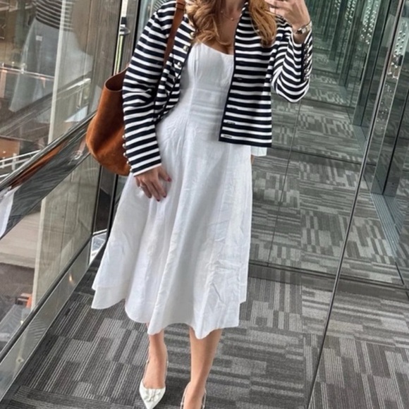 Staud Wells Stretch Cotton white short sleeve midi cotton dress size 4 - Picture 2 of 12